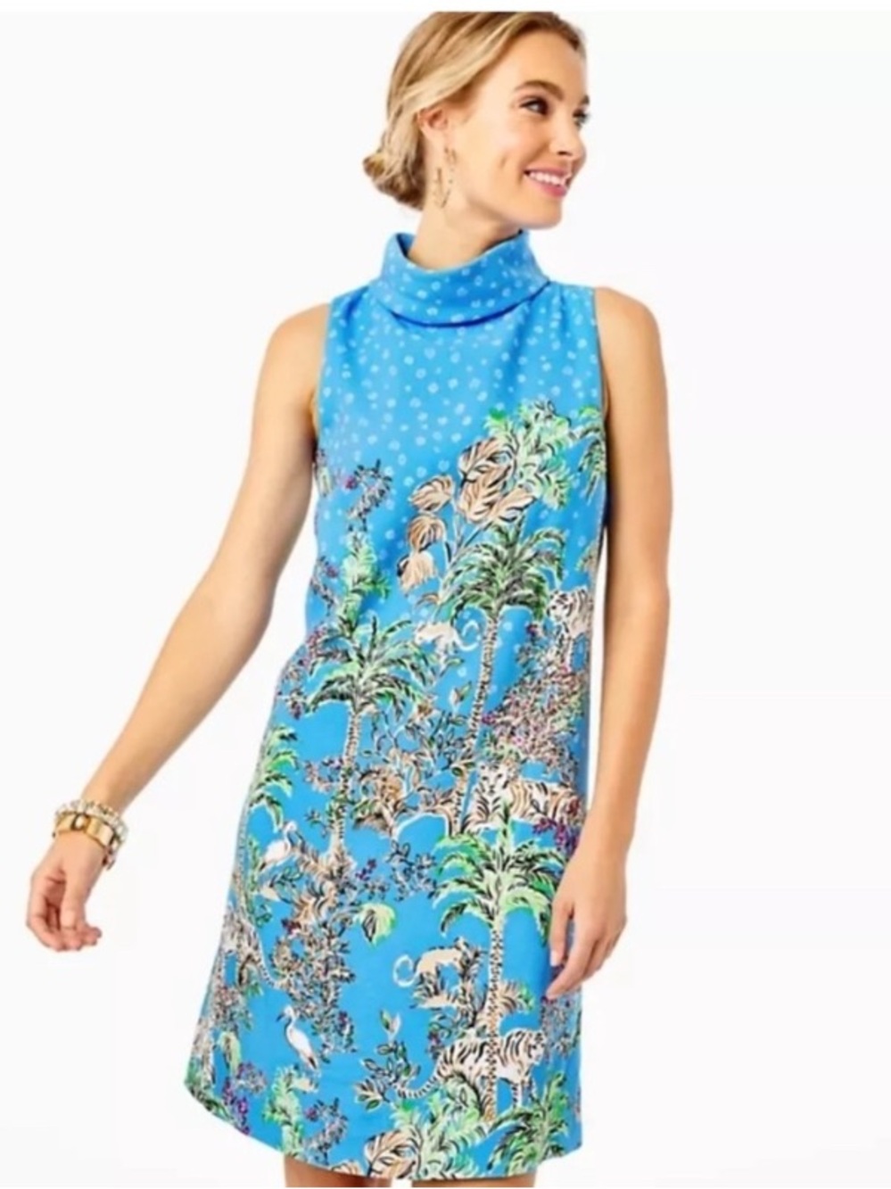 Lilly Pulitzer Portia Soft Shift Dress in the blue "Tiger Queen" size 2